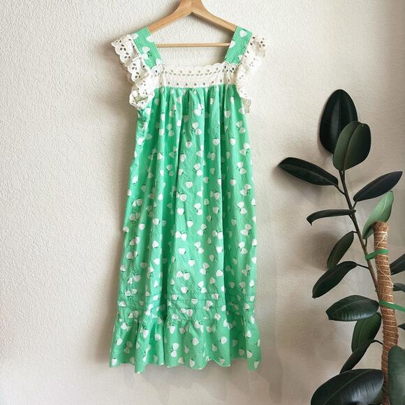 VTG Pinafore Dress Small? Novelty Strawberry Print Retro Cottage Prairie Coquett - Picture 4 of 7